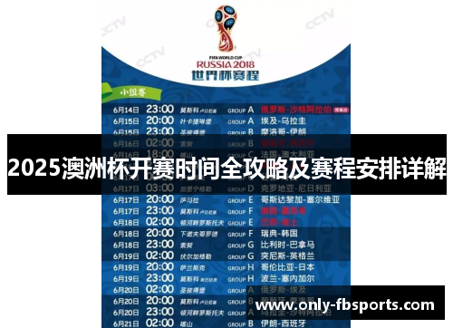 2025澳洲杯开赛时间全攻略及赛程安排详解